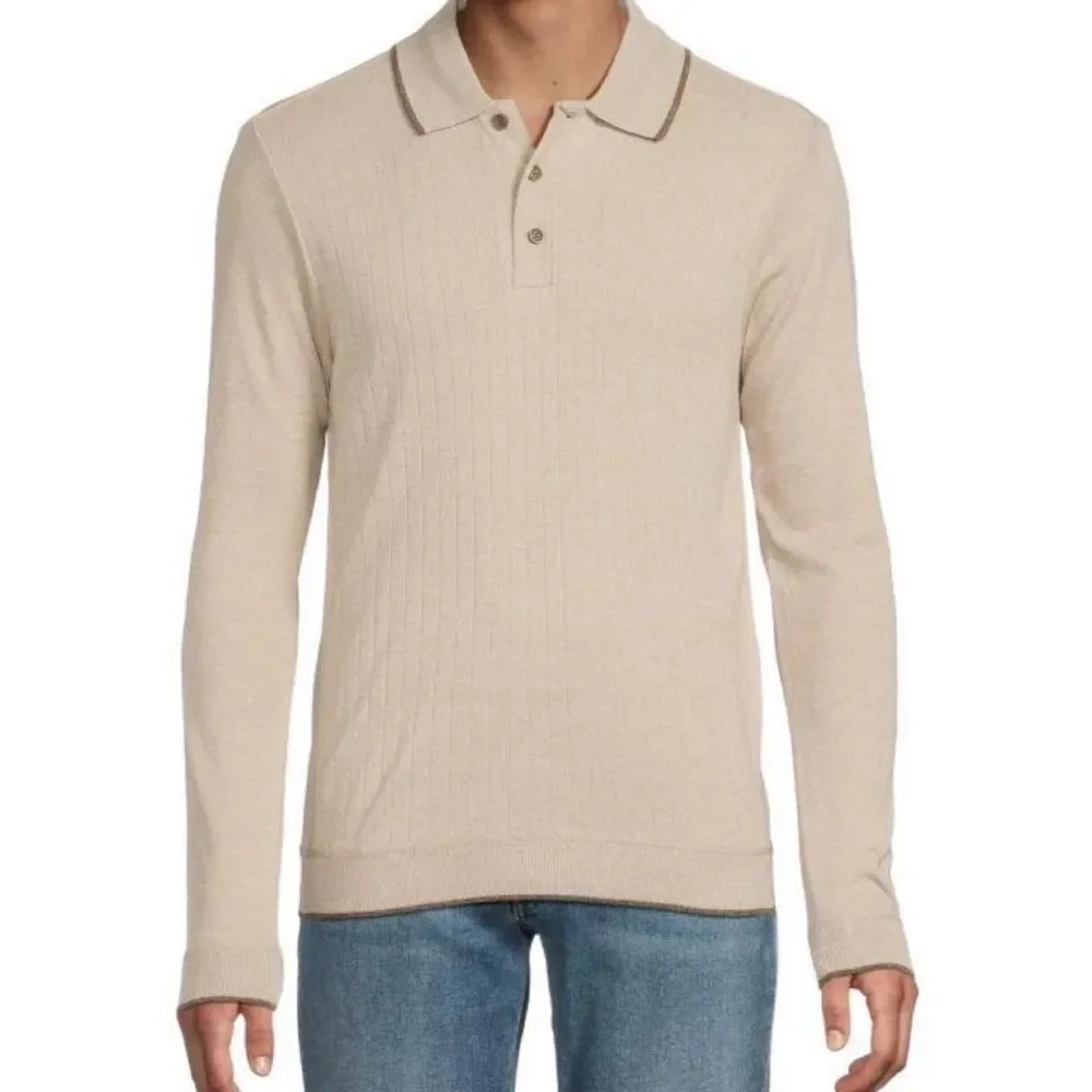 Joe’s Jeans Ribbed Polo Sweater Sand Size M